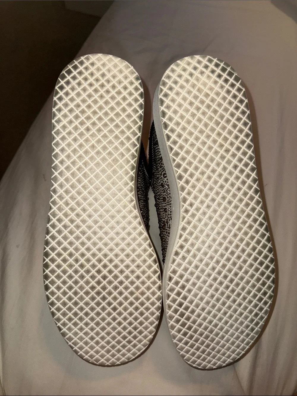 Steve Madden White and Silver Crystal-Embellished Men's Sneakers